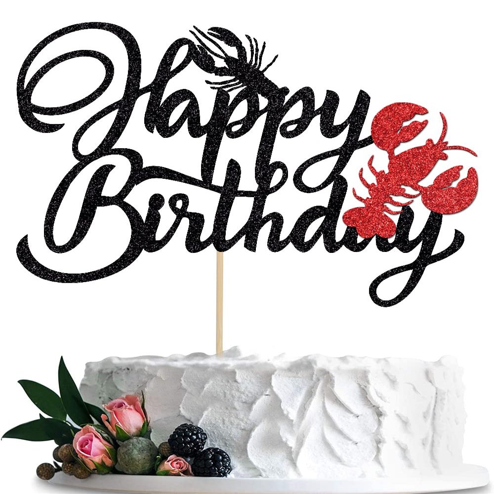 bd1 BIABISD lobster cake decoration birthday marine lobster themed party cake decoration crayfish themed cake decoration lobster themed baby shower birthday party cake decoration supplies