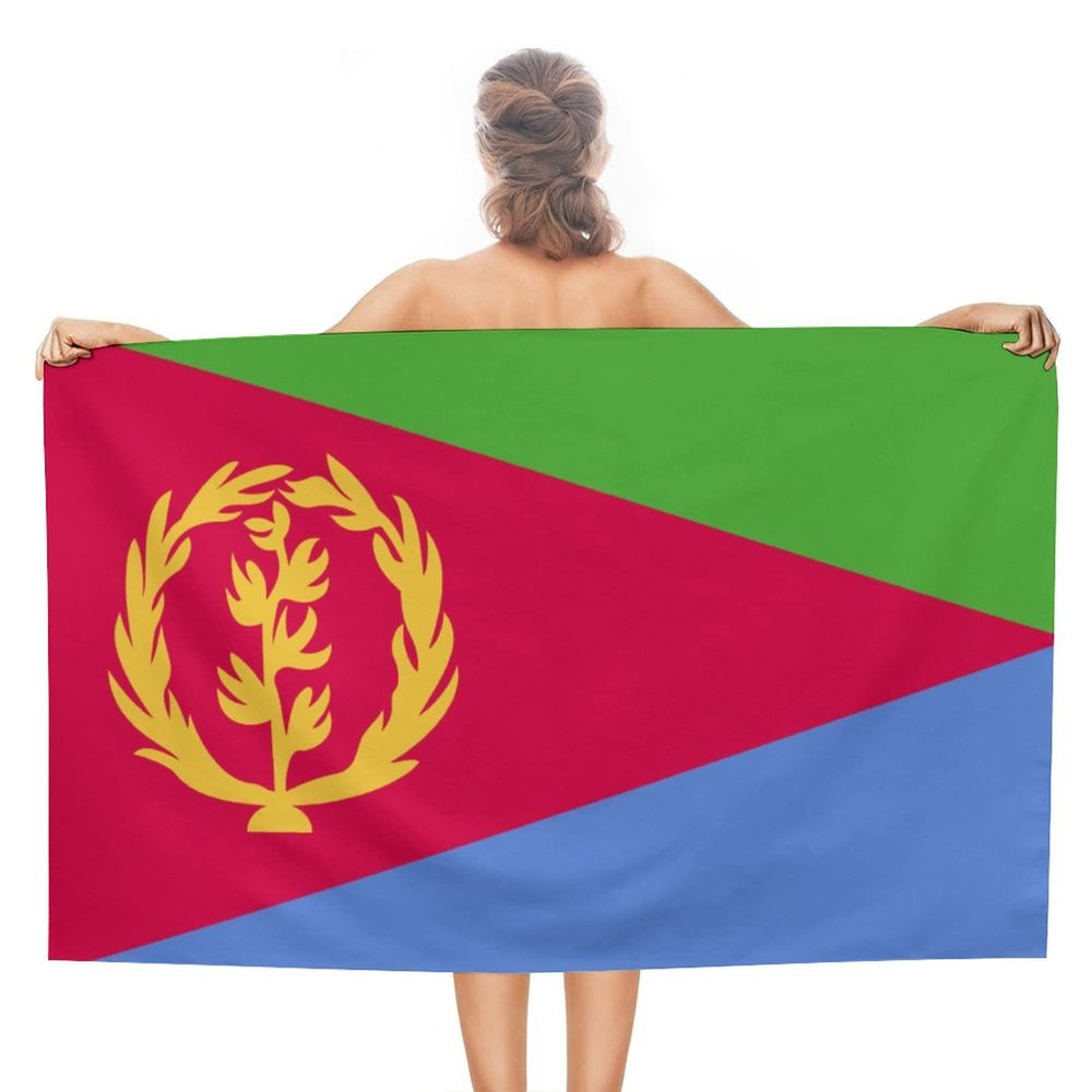 Adugen Origei Print Beach Towels Eritrea Flag Double-Faced Pile Large Beach Towel Towels Used for Beach,Swimming Pool,Travel,Bathroom Etc