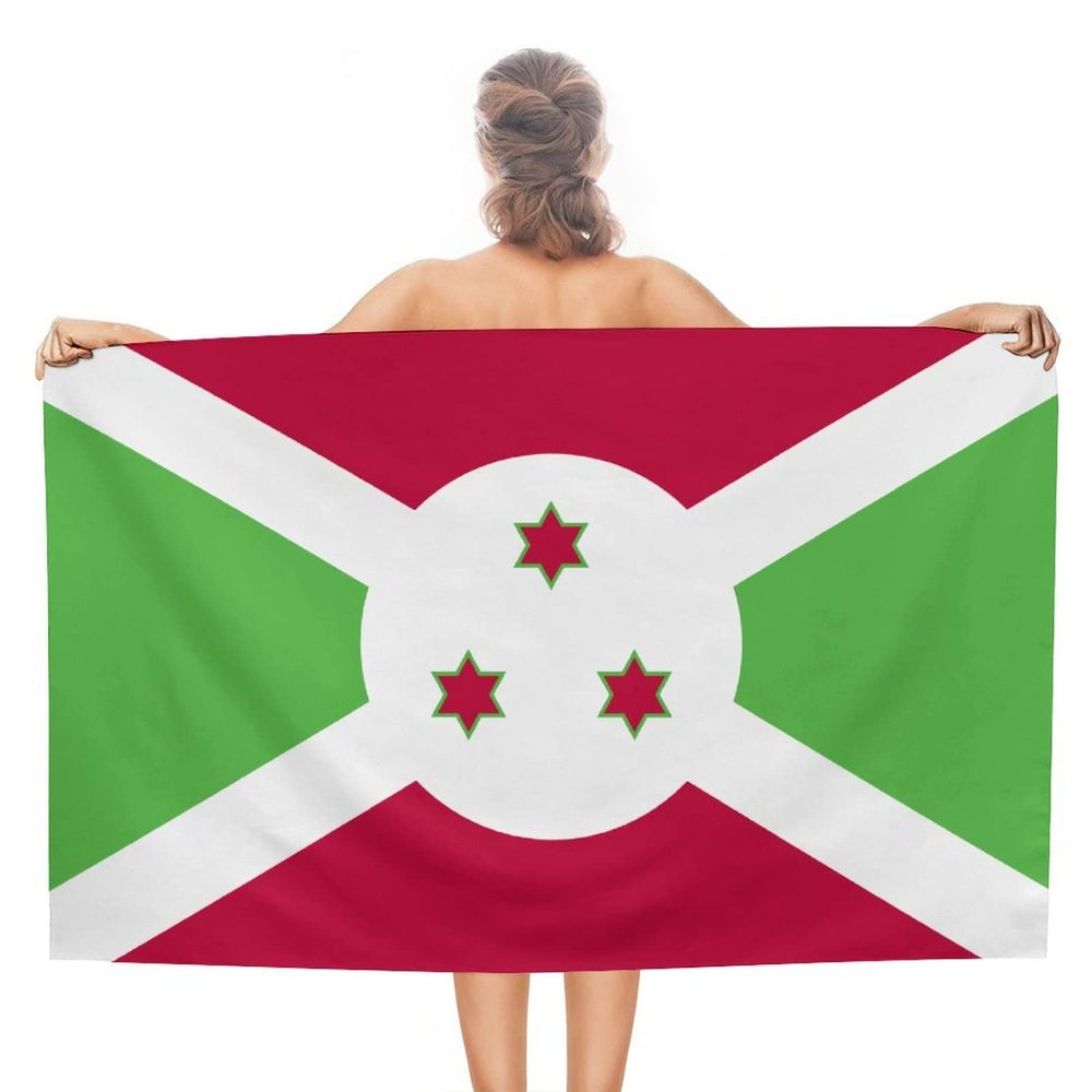 Adugen Origei Print Beach Towels Burundi Flag Double-Faced Pile Large Beach Towel Towels Used for Beach,Swimming Pool,Travel,Bathroom Etc