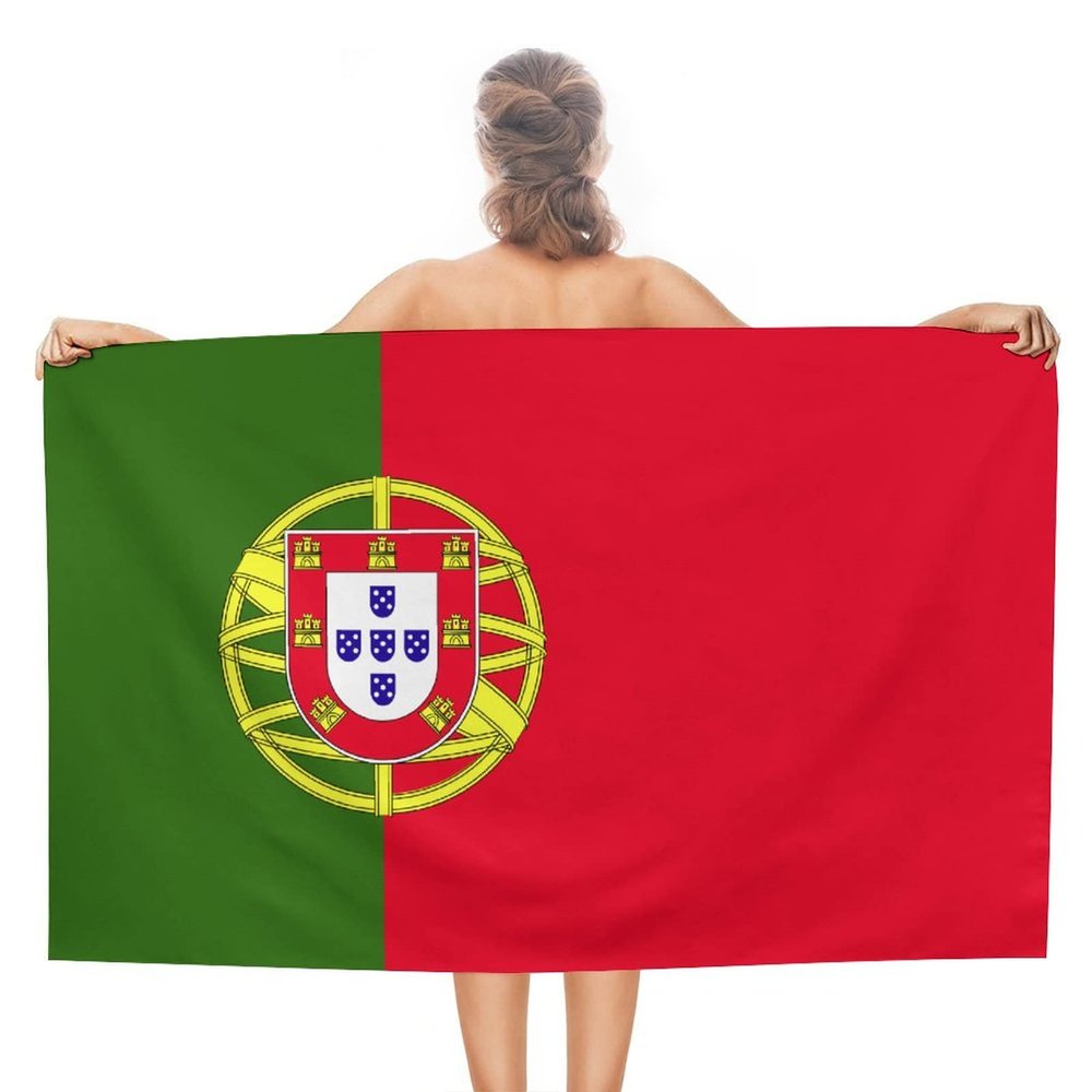 Adugen Origei Print Beach Towels Portugal Flag Double-Faced Pile Large Beach Towel Towels Used for Beach,Swimming Pool,Travel,Bathroom Etc