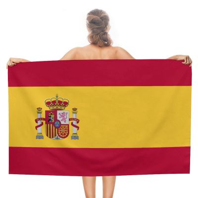 Adugen Origei Print Beach Towels Spain Flag Double-Faced Pile Large Beach Towel Towels Used for Beach,Swimming Pool,Travel,Bathroom Etc