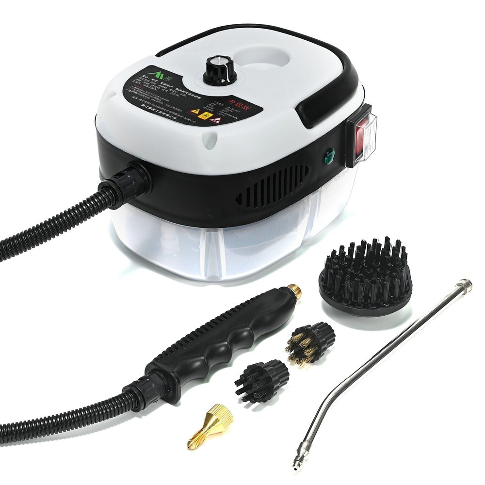 High Temperature Pressurized Steam Cleaner 2500W Handheld High Pressure Steam Cleaning Machine Portable 110V 1000ml Tank for Kitchen Toilet Car (white)