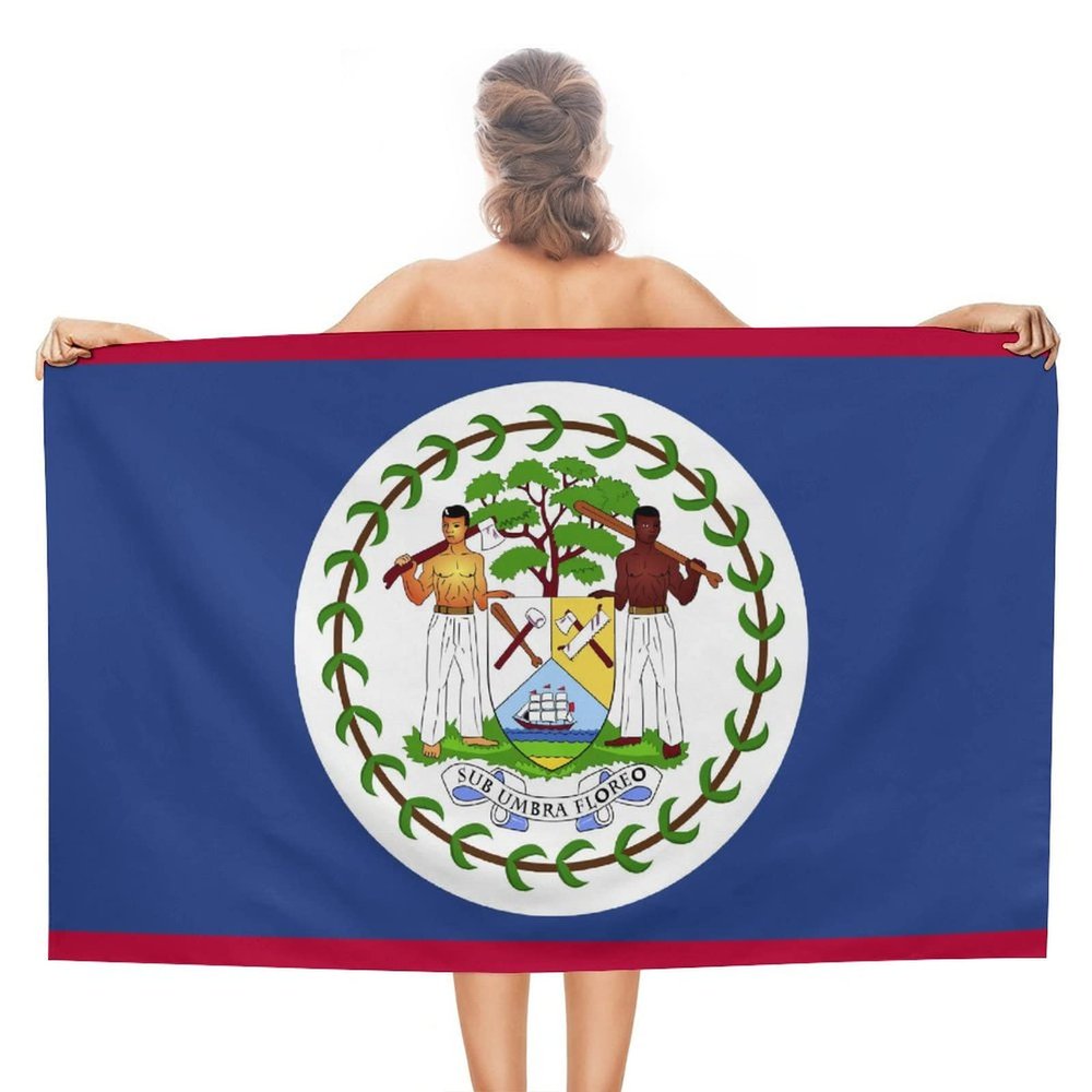 Adugen Origei Swimmers Beach Towels Absorbent Travel Towels Belize Flag Quick Fast Dry Lightweight Sand Free Bath Towels