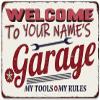 Personalized Welcome to My Garage Signs Garage Decor My Tools My Rules Funny Garage Signs for Men Garage Accessories Man Cave Garage Wall Art for Him view 1
