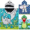 Chumia 3 Pack Kids Hooded Beach Poncho Towels Toddler Swim Pool Bath Towels with Hood Thicker Cotton Absorbent Cover up for Boys Girls Baby(47 x 24 Inch,Shark, Astronaut) view 1