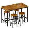 AWQM Bar Height Table Chairs 4 Stools Industrial Counter Height Dining, Table of 43.4 x 23.6 x 35.7 Inches, Stool of 11.8 x 11.8 x 23.8 Inches, Industrial Brown, 43" Bar Table Set (8936-0425) view 1