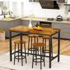 AWQM Bar Height Table Chairs 4 Stools Industrial Counter Height Dining, Table of 43.4 x 23.6 x 35.7 Inches, Stool of 11.8 x 11.8 x 23.8 Inches, Industrial Brown, 43" Bar Table Set (8936-0425) view 2