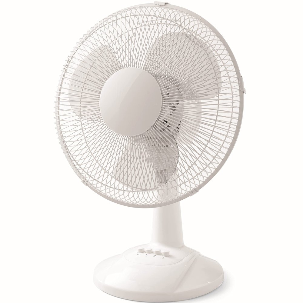 Deahun Mainstays 12" 3-Speed Oscillating Table Fan, FT30-8MBB, Black (White)
