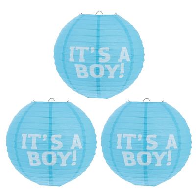 NUOBESTY Celebrate Baby's Arrival: 3-Piece Gender Reveal Lanterns Elegant Decor for Baby Shower Parties