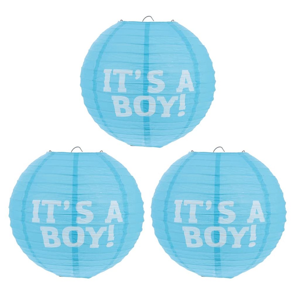 NUOBESTY Celebrate Baby's Arrival: 3-Piece Gender Reveal Lanterns Elegant Decor for Baby Shower Parties