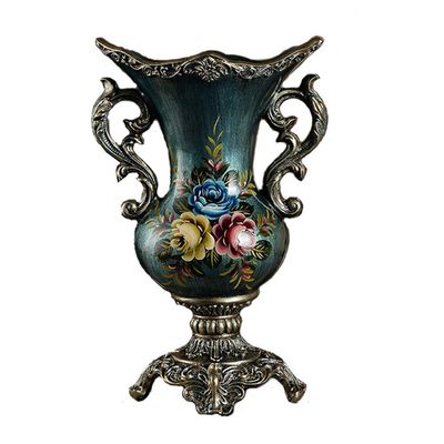 ZLIVASES Elegant Large Flower Vases Table Centerpiece for Kitchen Dining Living Room Home Decor, European RetroTall Big Resin Flowers Chinese Vases for Bedroom Decorations,Best 15.75in9.64in