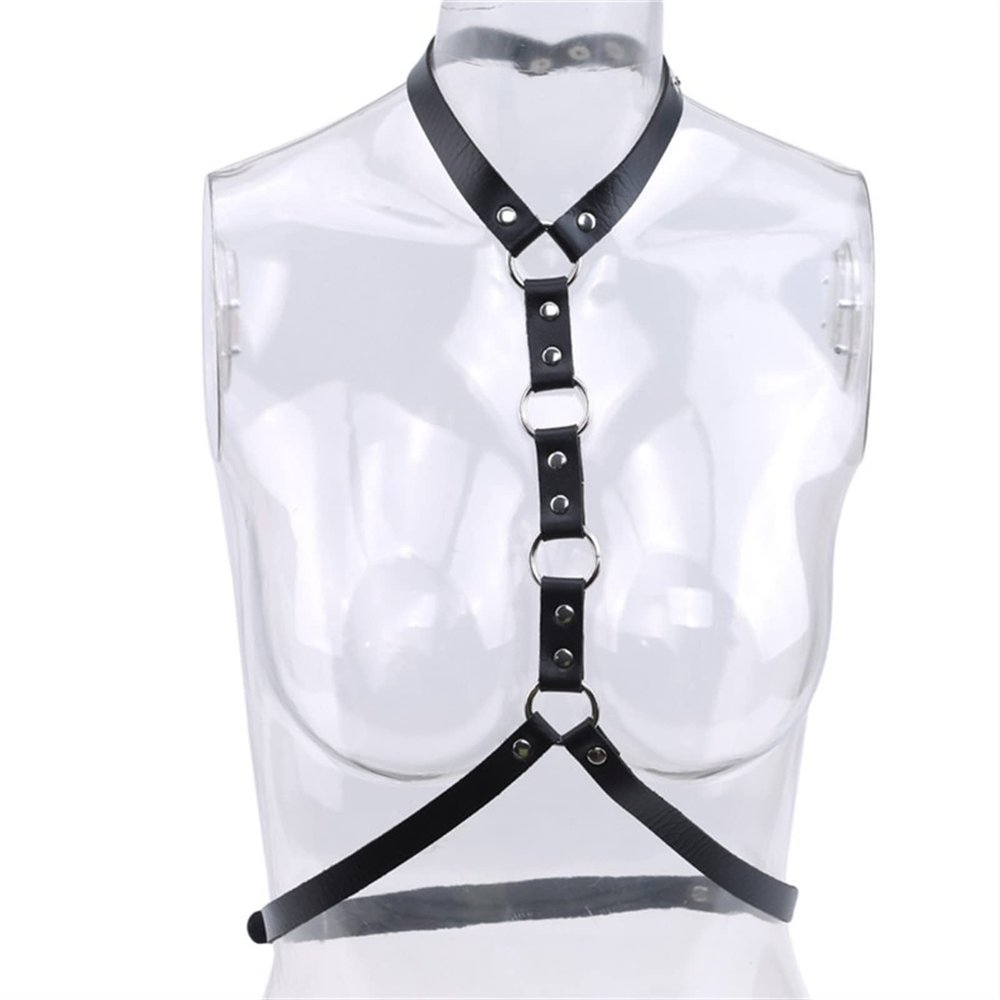 Women Sexy Harness Waist Belt Harajuku O-Ring Garters Faux Leather Women Body Adjustable Slim Strap Clothing Accessories (Color : Black3)