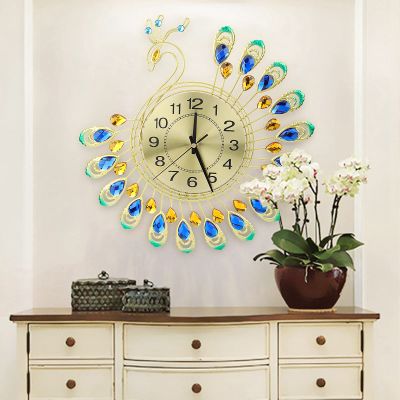 Iron Modern Wall Clock Large 3D Peacock Shape Non Ticking Silent Clock For Living Room Decor , Wall Clock , Wall Clock , Iron Modern Wall Clock Large 3D PeacocWall Clock Clock Non Ticking Clock 3D N
