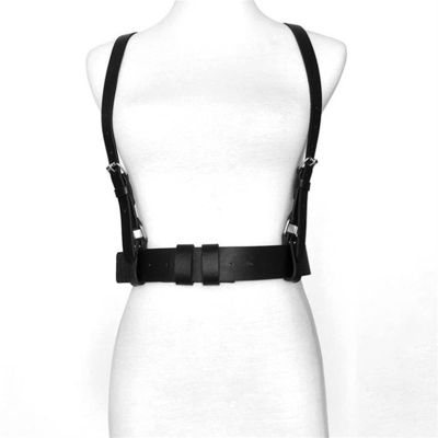 Women Sexy Harness Waist Belt Harajuku O-Ring Garters Faux Leather Women Body Adjustable Slim Strap Clothing Accessories (Color : Black2)