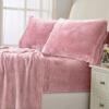 NY Loft Ultra Soft Micro Fleece Sheets Set with Extra Deep Pockets | Extra Soft Velvet Fleece Sheet Set | Super Plush Polar Fleece | Velvet Plush Cozy Warmth | Tribeca Collection (King, Ultimate Pink) view 1