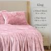 NY Loft Ultra Soft Micro Fleece Sheets Set with Extra Deep Pockets | Extra Soft Velvet Fleece Sheet Set | Super Plush Polar Fleece | Velvet Plush Cozy Warmth | Tribeca Collection (King, Ultimate Pink) view 2