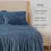 NY Loft Ultra Soft Micro Fleece Sheets Set with Extra Deep Pockets | Extra Soft Velvet Fleece Sheet Set | Super Plush Polar Fleece | Velvet Plush Cozy Warmth | Tribeca Collection (King, Infinity Blue) view 2