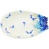 Polmedia Polish Pottery Spoon Rest - Blue Burlap Pattern Handmade in Boleslawiec Poland + Certificate of Authenticity view 2