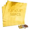 Dootafy 7.8 Inches Foil Wrapper 100pcs Large Chocolate Candy Bar Wrappers Square Gold Wrapping Papers for Protein Energy Bar Break-Apart Chocolate for Mother's Day Wedding Baby Shower Birthday view 1