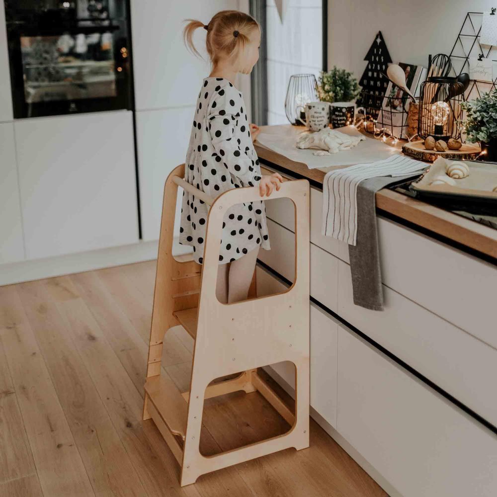 Kitchen Tower, Kitchen Tower, Kitchen Step Stool Adjustable, Montessori Tower, Kitchen Activity Tower, Step Stool with Safety Rails