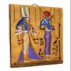 Ancient Egyptian Art Wall Relief Queen Nefertari being Led by Isis hand painted heavy stone. view 3