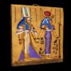 Ancient Egyptian Art Wall Relief Queen Nefertari being Led by Isis hand painted heavy stone. view 4