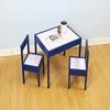 Coin and Coins - Kids Wood Table & Chair Set, Kids Play Table for Picnic, Dining, Outdoor - Art, Craft, Drawing, Painting Activities, Wooden|3 Pieces (Blue), KF4 view 2