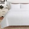 2 Piece 100% Cotton Twin Size Quilt Set, Square Maze Solid White Reversible Bedding Bedspread Coverlet view 1