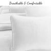 2 Piece 100% Cotton Twin Size Quilt Set, Square Maze Solid White Reversible Bedding Bedspread Coverlet view 2