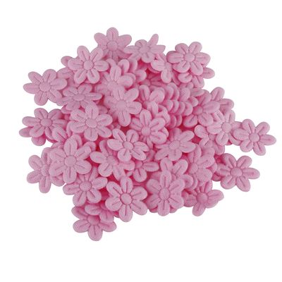 GUAFEIH 100pcs Artificial Flowers Felt Cloth Five-PetalFlower Embossing Fake Flower for Wedding Home Decor DIY Scrapbooking Wreath Lore (Pink)