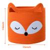 VK VKLIVING Fox Toy Basket Cotton Rope Animal Baskets Orange Laundry Hamper for Toys, Clothes,Gifts,Towels, Blankets, Empty Gift Basket for Organizing with Handles 15''x14'' view 3