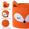 VK VKLIVING Fox Toy Basket Cotton Rope Animal Baskets Orange Laundry Hamper for Toys, Clothes,Gifts,Towels, Blankets, Empty Gift Basket for Organizing with Handles 15''x14'' view 4