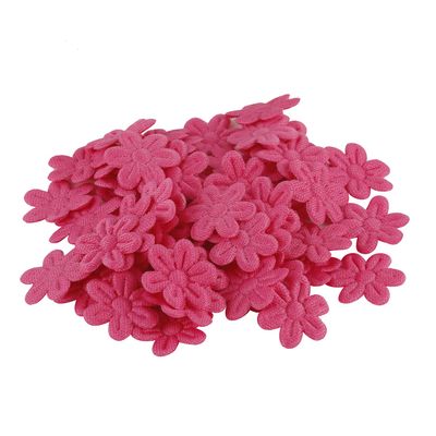 GUAFEIH 100pcs Artificial Flowers Felt Cloth Five-PetalFlower Embossing Fake Flower for Wedding Home Decor DIY Scrapbooking Wreath Lore (Rose Red)