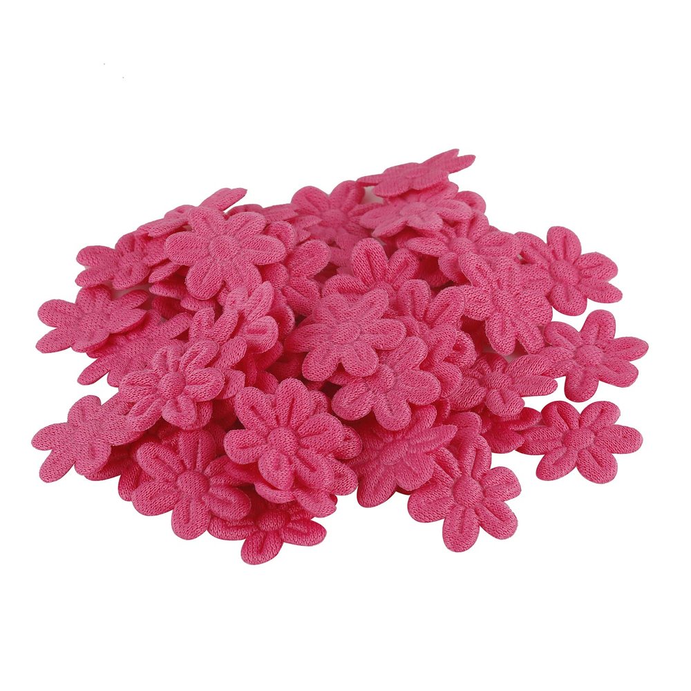 GUAFEIH 100pcs Artificial Flowers Felt Cloth Five-PetalFlower Embossing Fake Flower for Wedding Home Decor DIY Scrapbooking Wreath Lore (Rose Red)