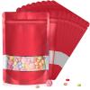 120pcs 4"x6" Mylar Bags for Food Storage,Smell Proof Bag with Matte Window Resealable Food Storage Bags for Small Business, Stand-up Foil Pouch Packaging Freeze Dried Candy BagRed view 1