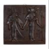 Ancient Egyptian Art Wall Relief Queen Nefertari being Led by Isis black heavy stone made in Egypt. view 1