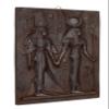 Ancient Egyptian Art Wall Relief Queen Nefertari being Led by Isis black heavy stone made in Egypt. view 2