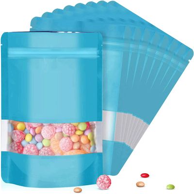 120pcs 4"x6" Mylar Bags for Food Storage,Smell Proof Bag with Matte Window Resealable Food Storage Bags for Small Business, Stand-up Foil Pouch Packaging Freeze Dried Candy Bag(Blue)