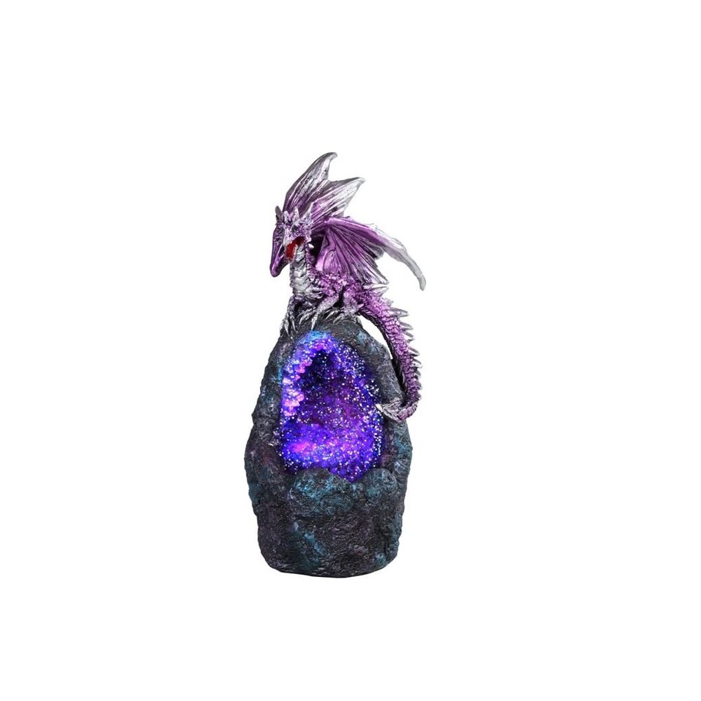 ICE ARMOR 6.75" H Purple Dragon with LED Blue/Purple Faux Crystal Stone Statue Fantasy Decoration Figurine