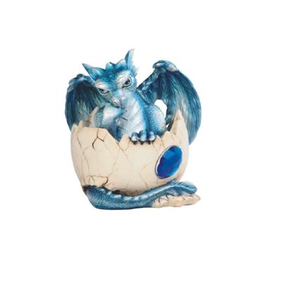 ICE ARMOR 4"H Fantasy September Birthstone Blue Dragon Baby Hatchling in Egg Figurine - Exquisitely Detailed Mythical Dragon Figurine Sculpture, Hand painted Collectible Statue for Fantasy Enthusiasts