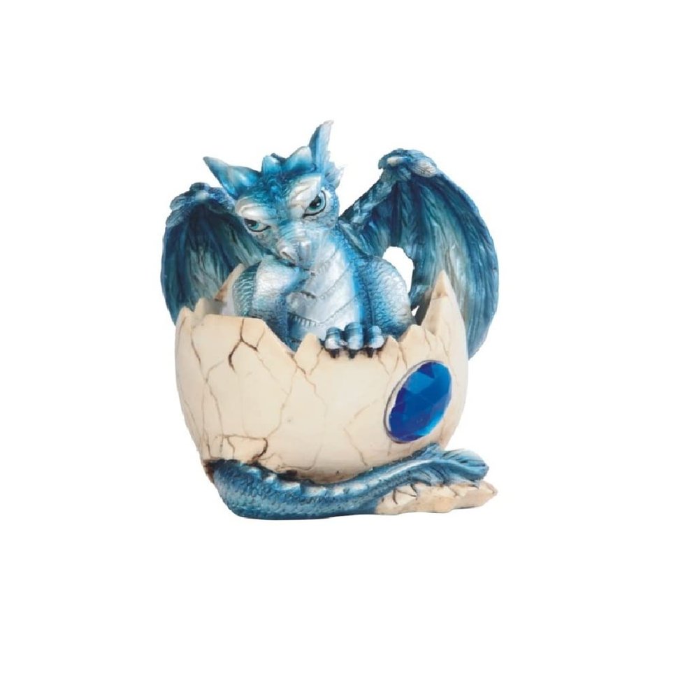ICE ARMOR 4"H Fantasy September Birthstone Blue Dragon Baby Hatchling in Egg Figurine - Exquisitely Detailed Mythical Dragon Figurine Sculpture, Hand painted Collectible Statue for Fantasy Enthusiasts