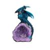 ICE ARMOR 8" H Blue Dragon Guarding Purple Faux Crystal Cave Statue Fantasy Decoration Figurine view 1
