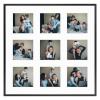 Frametory - 16x16 Aluminum Collage Picture Frame - Display 4x4 Pictures with 9 Openings Mat - Real Glass Front - Horizontal/Vertical Wall Mount - Black 1 Pack view 1