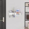 MKO Key Holder for Wall, 12.2In Mail Organizer Holder with Shelf, Metal Key Rack Adhesive Wall Mount, White view 3
