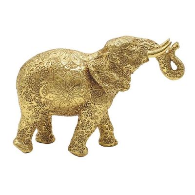 ICE ARMOR 15.5" W Gold Thai Elephant Statue Feng Shui Decoration Religious Figurine Office Desk/Home/Living Room/Table Decor, Perfect House Warming Gifts for New Home