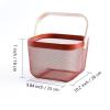 AJIODA Metal Mesh Steel Basket, Storage Organizer Basket Multi-functional Hanging Kitchen Baskets Fruit Basket Bin with Bamboo Handle for Kitchen Bathroom Picnic Shopping Decor Cabinet Home, Red view 4