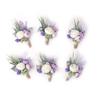 Ansofi Set of 6 Purple Boutonniere for Best Men Groom Groomsmen White Buttonholes for Wedding Party Prom Decoration view 1