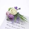 Ansofi Set of 6 Purple Boutonniere for Best Men Groom Groomsmen White Buttonholes for Wedding Party Prom Decoration view 2