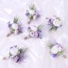 Ansofi Set of 6 Purple Boutonniere for Best Men Groom Groomsmen White Buttonholes for Wedding Party Prom Decoration view 4