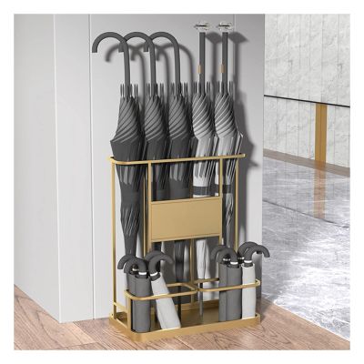 LCYDMJ Umbrella Rack Gold Metal Umbrella Stand, Large Capacity Umbrella Holder, Umbrella Bucket for Hotel Bank Supermarket, Robust and Durable (Size : 48x28x60cm)